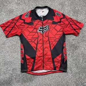 Fox Racing Size Large Cycling Jersey Full‎ Zip Short Sleeve Shirt Cooling Mens